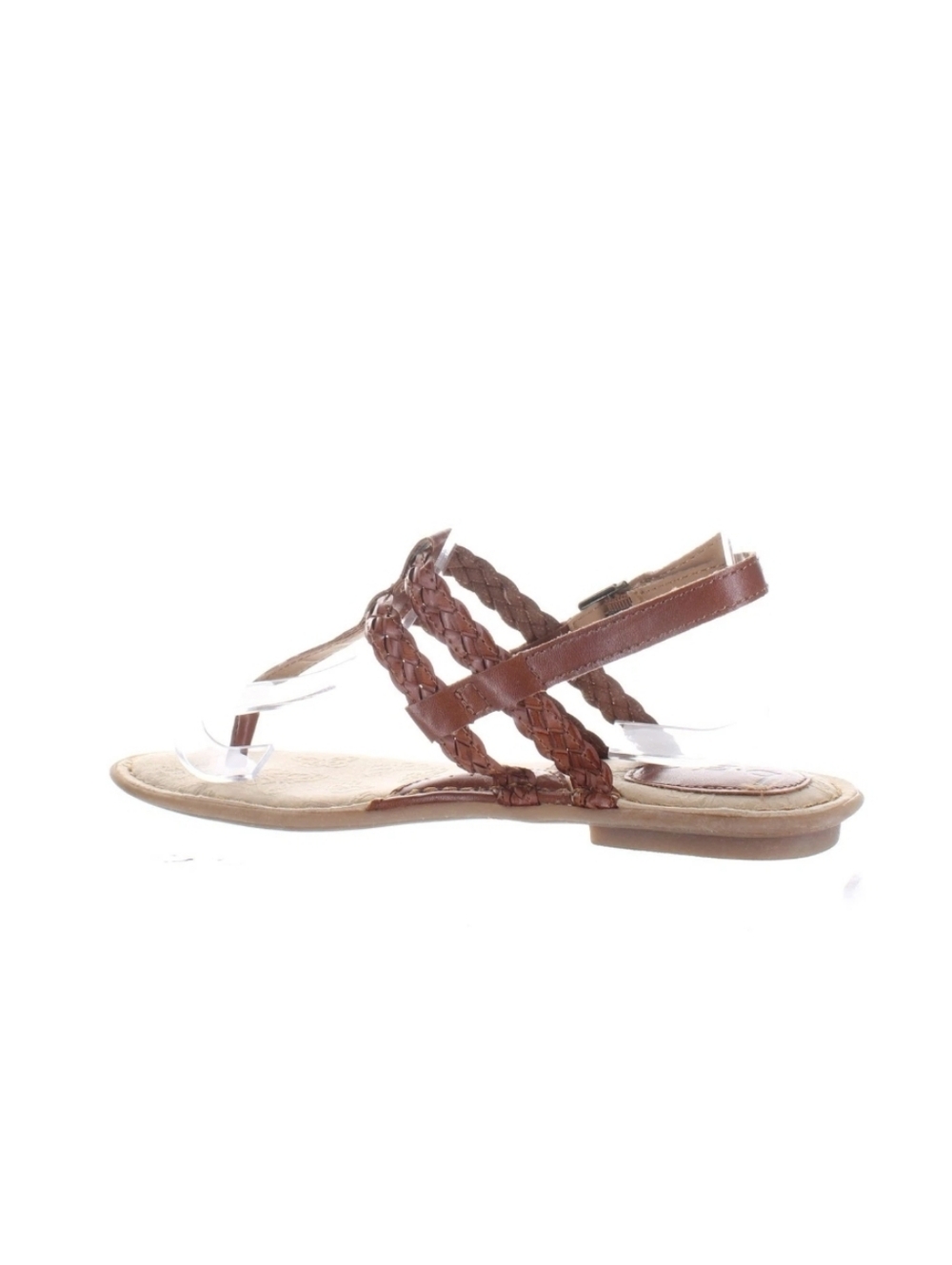 Braided Brown Leather T-Strap Women's Sandals New 8 - Picture 4 of 8